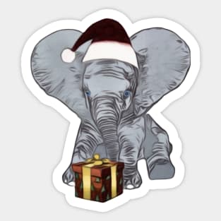 Christmas Baby Elephant Sticker